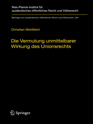 cover image of Die Vermutung unmittelbarer Wirkung des Unionsrechts